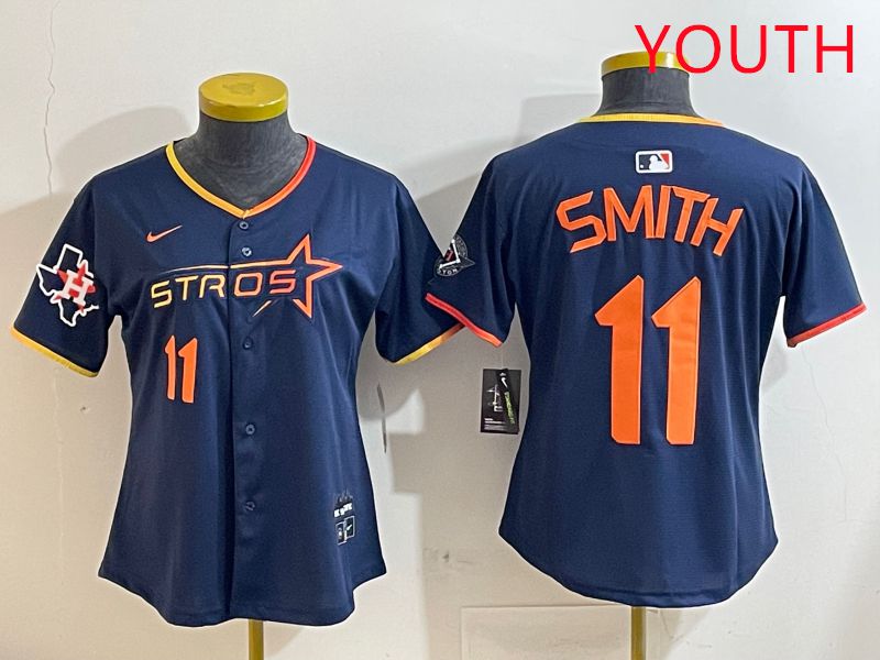 Youth Houston Astros #11 Smith Blue three generations Joint Name Nike 2025 MLB Jersey style 10->youth mlb jersey->Youth Jersey